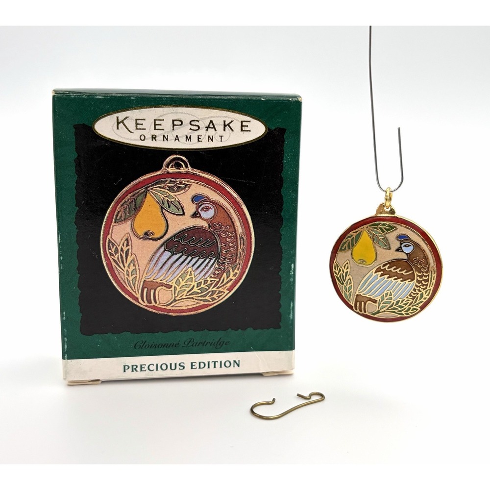 1995 Hallmark Keepsake Ornament Cloisonné Partridge in a Pear Tree Brass VTG